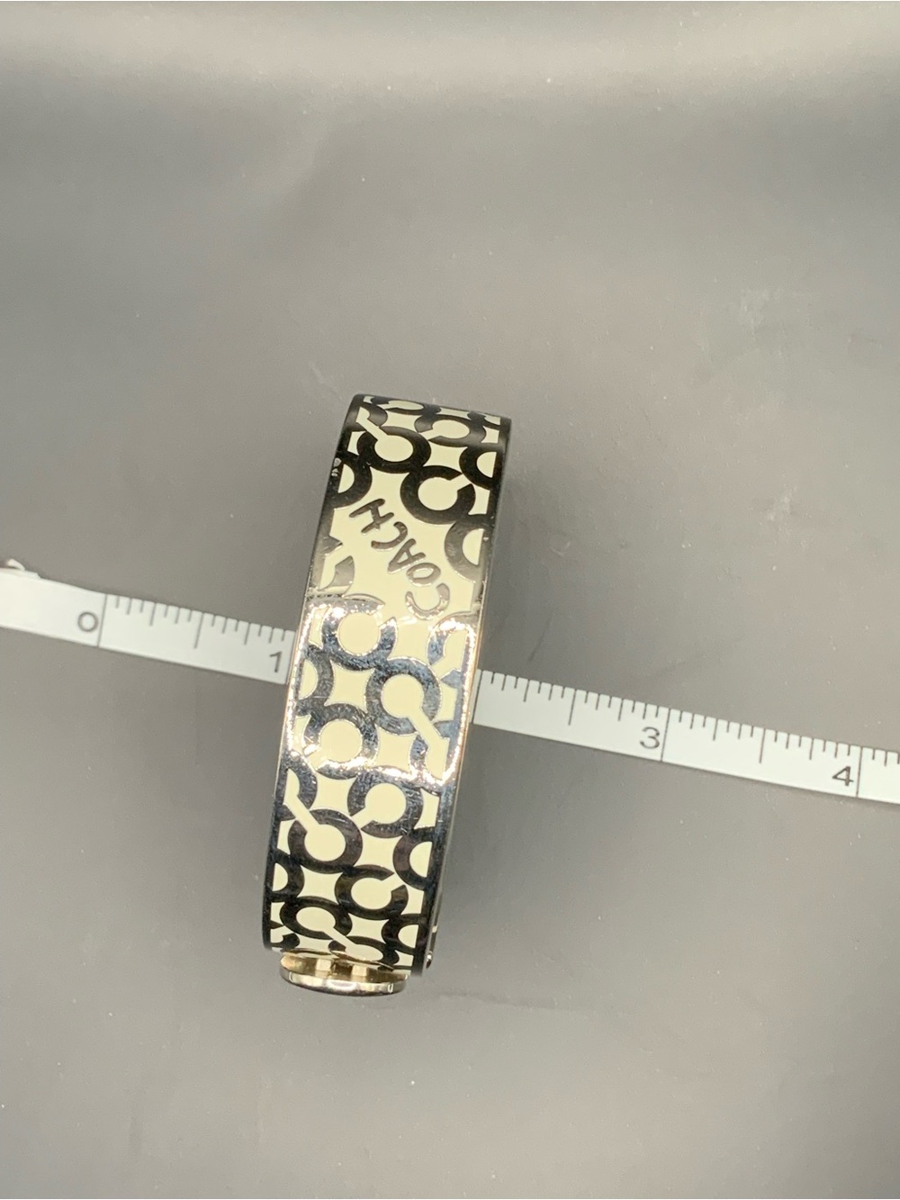 Coach Black & Cream Signature Enamel Cuff Bracelet